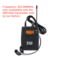 Système de monitoring intra-auriculaire sans fil XTUGA IEM1200 avec microphone cravate et boîtier métallique, fréquence 550-580 MHz