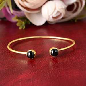 Beautiful Design Boho Gemstone Cuff Boho Brass Bangle for Women 18K Gold Plated Minimal Open <b>Bracelet</b> for Wholesale OEM ODM - Product Image 5