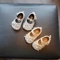 Chaussures de danse chaudes pour enfants, motif nœud féerique et petites fleurs en cristal, fermeture Velcro, collection Hiver 2026, style coréen, pour filles, souples et confortables