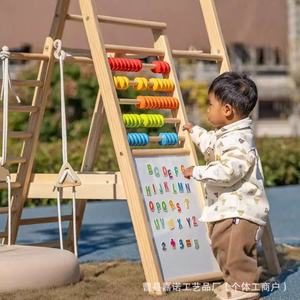 Estructura de escalada de madera para niños con tobogán y escalera para juegos en interiores y exteriores, entrenamiento de integración sensorial, 4-6 años - Product Image 4