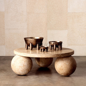 <span class=keywords><strong>Mesa</strong></span> de <span class=keywords><strong>centro</strong></span> redonda de piedra Natural moderna, muebles de 3 bolas, Base de mármol, <span class=keywords><strong>travertino</strong></span>, <span class=keywords><strong>mesa</strong></span> de <span class=keywords><strong>centro</strong></span> para sala de estar - Product Image 2