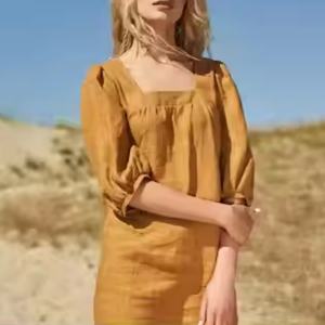 เดรสผ้าลินินสั่งตัดแบบใหม่ ไซส์ใหญ่ คุณภาพสูง ขายส่ง ราคาสบายกระเป๋า ชุดเดรสชายหาดเรียบหรูสำหรับสุภาพสตรี - Product Image 6