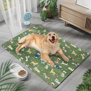 Self-Cooling Summer All Seasons Ice Pad Cushion Dog Mattress Keep Cool Bed <b>Mat</b> with Viscose Fibre Square Shape Cartoon Pattern - Product Image 2