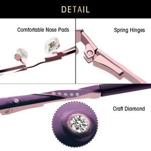 Monture de lunettes anti-lumière bleue en métal gris pour femme, style visage ovale 5119 - Product Image 5