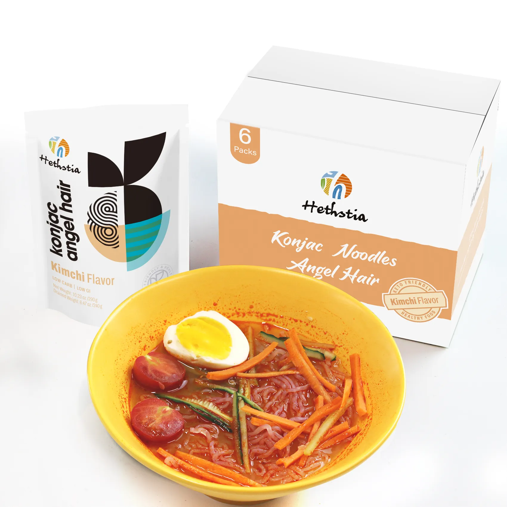 Macarrão Shirataki Halal por atacado, macarrão instantâneo com molho Kimchi, sabor Konjac Halal