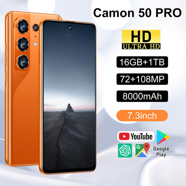 Camon 50 PRO 5G Smartphone 7.3" HD Display 16GB+1TB 8000mAh Unlocked Mobile Phone