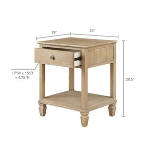 Table de chevet en bois gris recyclé, 1 tiroir, étagère de rangement, meuble de chambre à coucher - Product Image 2