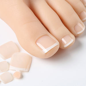 24 <span class=keywords><strong>faux</strong></span> ongles de pieds courts carrés en <span class=keywords><strong>gel</strong></span> souple faits à la main en France, rose nude, couvrant entièrement les ongles de pieds, pointes d'ongles de pieds - Product Image 4