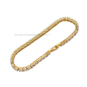 <b>Copper</b> Easy Snap Tennis Chain 3mm 4mm 5mm Zircon Single Row Hip Hop <b>Bracelet</b> Tanjing Fashion Lijing Necklace - Product Image 3