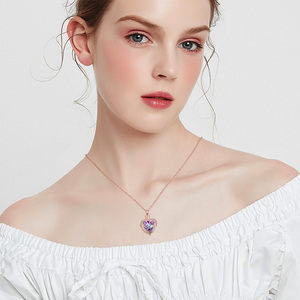 Collar de urna de joyería de cremación de corazón para cenizas para mujeres y hombres colgante de cristales de urna de cenizas conmemorativas humanas con ala de Ángel - Product Image 5