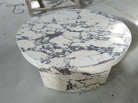 Table basse moderne ronde en pierre naturelle Calacatta Viola avec option stratifiée, taille personnalisable pour hôtel et salon