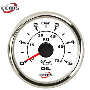 Manomètre de pression d'huile de 52mm, pour véhicule, bateau, camion, 0 à 5 bars, 0 à 75 Psi