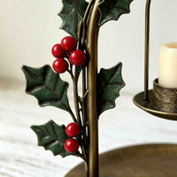 Porte-bougie en métal de Noël avec motif arche de baies de houx, support de bougie suspendu vintage pour la décoration de table de Noël à la maison