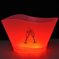 Seau à glace LED à couleurs changeantes, gravure de logo pour seau à vin et à bière, dégradé lumineux, étanche, en plastique, 12L, facile à nettoyer, pour bar
