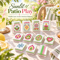 160 Buah Set Mahjong Amerika Ubin Motif Bunga Taman Segar Titik Retak Bams Jokers Kosong Cadangan Akrilik Lapis Ganda Grosir