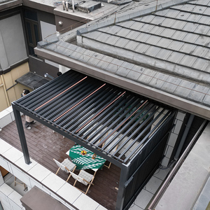 Pergola bioclimatique motorisée <span class=keywords><strong>en</strong></span> aluminium ANCSEM Luxury Garden Gazebo, toit de patio <span class=keywords><strong>en</strong></span> aluminium à lames orientables pour extérieur - Product Image 1