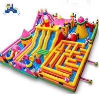 Parc gonflable intérieur commercial avec toboggan, mur d'escalade et parcours d'obstacles pour centre de divertissement pour enfants