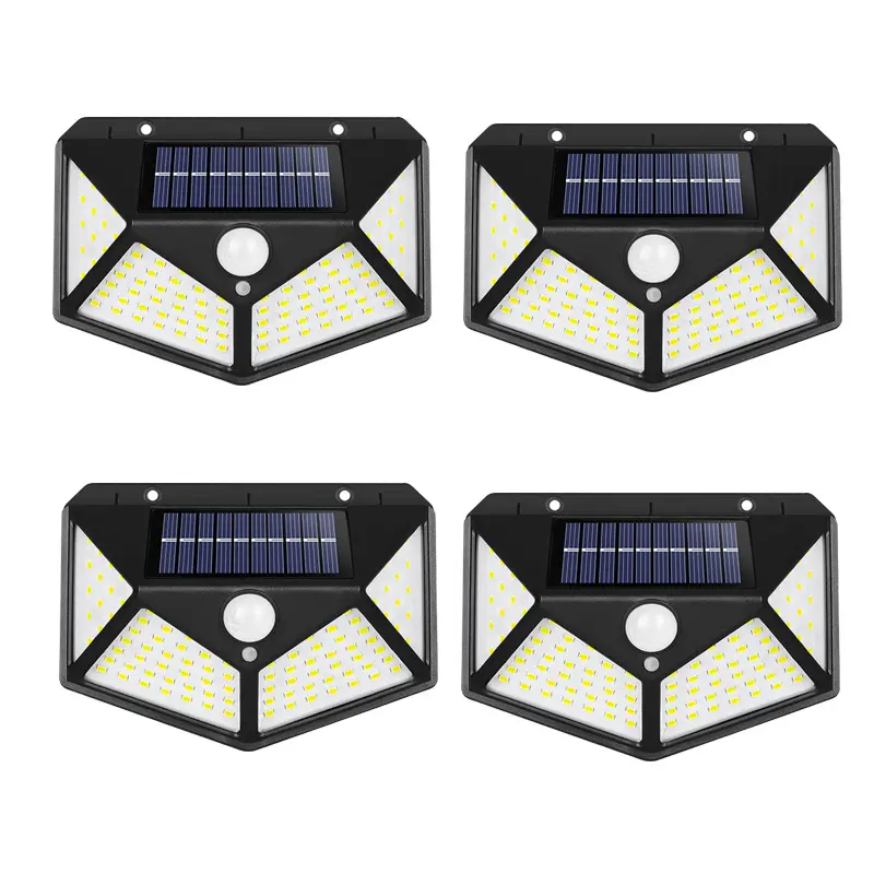 100 led Waterproof Motion Sensor Super Bright Outdoor Solar Security Wall Garden Lights for Yard