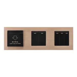 Hotel room gold aluminum brushed three-piece type 86 smart door card induction power switch with two power switches