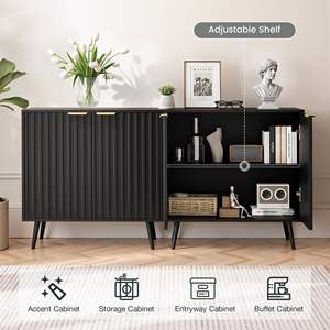 Mueble de Almacenamiento Moderno con Puertas Acanaladas, Estantes Ajustables, Gran Capacidad, Independiente, para Entrada o Sala de Estar, <span class=keywords><strong>Buran</strong></span> - Product Image 4