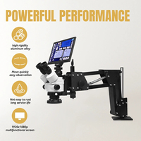 Microscope stéréoscopique trinoculaire numérique LCD, grossissement 7X-45X, éclairage LED, support à ressort