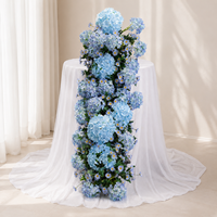 Centre de table de mariage en fleurs d'hortensia et de rose en soie bleues en cascade, vente en gros, conception personnalisée, fourniture d'usine pour événements