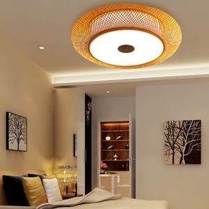 Bamboo Pendant <b>Light</b> Round Led Ceiling Lamp For Home <b>Dining</b> Bedroom Tea Room Yoga Studio Living Room 10-15 Sqm - Product Image 5