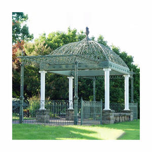 إطار جازيبو كبير فاخر مستدير من الحديد المطاوع للحدائق وحفلات الزفاف، هيكل زخرفي من الحديد المصبوب للبيع - Product Image 3