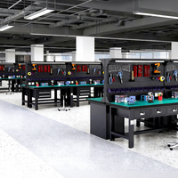 Bancs de travail d'atelier personnalisés en acier laminé à froid, bancs de travail robustes avec tiroirs, bancs de travail industriels antistatiques en acier inoxydable pour garage