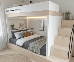 Letto a Castello Personalizzato per Piccoli Appartamenti, Comodo Letto in Legno con Contenitore per Camera da Letto, Design Moderno - Product Image 4