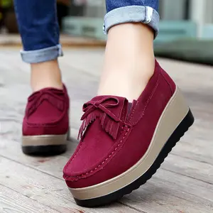 BLS024 fashion spring summer custom women flat platform thick sole high single shoes antiskid slope heel frosting casual shoes