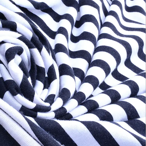 100% полиэстер, синяя черно-белая полоса, трикотажная полиэтиленовая ткань для рубашек