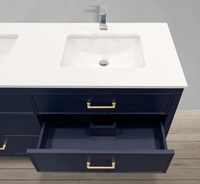 Meuble-lavabo de salle de bain moderne au design luxueux, construction en MDF, rangement multi-tiroirs, plateau en marbre/pierre frittée, peinture de haute qualité
