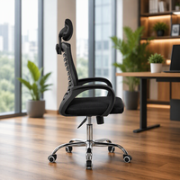 Chaise de bureau ergonomique pivotante à dossier haut en maille avec appui-tête réglable pour projets de mobilier de bureau professionnel