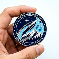 Pièce de monnaie souvenirs spatiaux de haute qualité, avec logo personnalisé, en métal émaillé souple, pièce de défi sur le thème de l'aérospatiale et de l'exploration spatiale