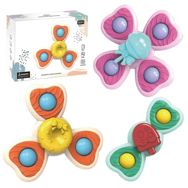 Baby Spin Top Bath Toys For Boy Children Bathing Sucker Spinner Suction Cup Toy For Kids