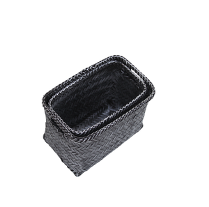 Venta caliente Rectángulo de bambú Mimbre negro Vintage Ecológico Hecho a mano Almacenamiento multifunción Cesta de ratán Nuevas Cestas tejidas - Product Image 1