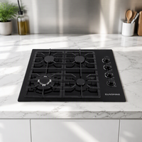 Meilleur prix, cuisinière à gaz encastrable 4 brûleurs, plaque de cuisson en verre trempé 60 cm, cuisinière de cuisine GPL NG, vente en gros