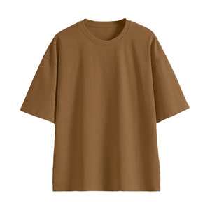 100% tricoté pur coton 200g couleur unie à manches courtes plaque légère épaule sac à dos col adultes et enfants T-shirt - Product Image 4