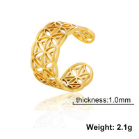 Edelstahl Hohler Blumenring Breiter Ring Geometrischer Ausschnitt Gold- oder Silberplattiert Unisex Party-Schmuck