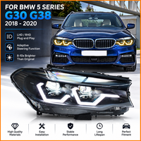 Pour BMW G30 G38 Série 5 2018 2019 2020 Phare fumé 4 feux de croisement 8 feux de route LED adaptatif avec accent bleu Plug and Play