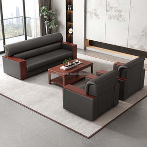 Luxury Modern Leather Office <b>Sofa</b> Round Desktop Power Grommet Smart Office Desk <b>Sofa</b> Office Boss <b>Sofa</b> <b>Set</b> - Product Image 6