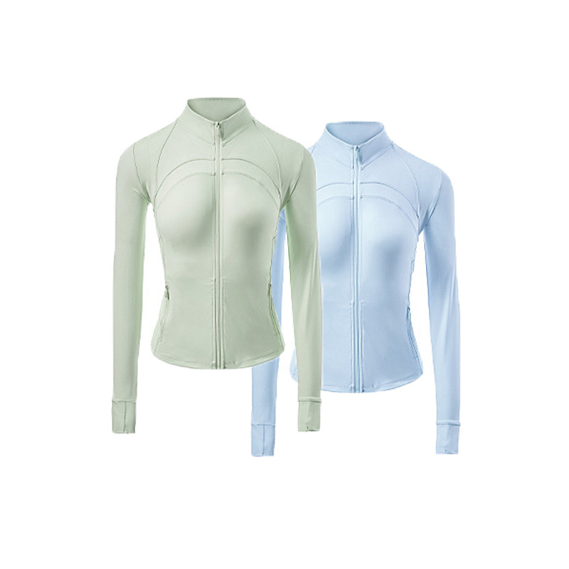 Women Girls Full Sleeve Tops Vertical Collar Slim-fit Breathable Wrinkle-resistant Yoga Jacket for Summer Outdoor