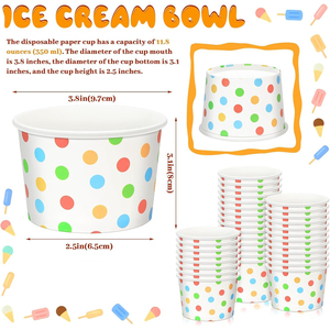 Pot en papier pour crème glacée biodégradable et écologique avec couvercle, gobelets en papier pour desserts, gobelets en papier pour crème glacée et yaourt - Product Image 2