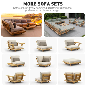 Ensemble de Canapé d'Extérieur Moderne en <span class=keywords><strong>Teck</strong></span>, Mobilier en Bois Massif pour Salon, Bar, Patio, Hôtel et <span class=keywords><strong>Jardin</strong></span> - Product Image 2