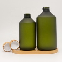 Botol toner perawatan pribadi tutup bambu 28/410 beku hijau 300ml 500ml botol toner Wajah transparan matte tutup sekrup plastik