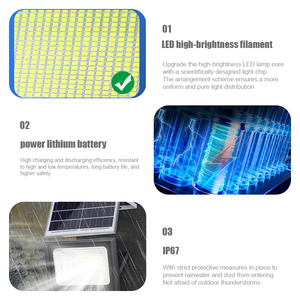 Hiệu suất ổn định IP65 nhôm năng lượng mặt trời lũ ánh sáng với điều khiển từ xa năng lượng mặt trời an ninh lũ ánh sáng cho sân chơi, cắm trại các trang web - Product Image 3