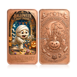 Pièce de monnaie en cuivre personnalisée en gros, barre de cuivre fin 999 de 1 once, motif dessin animé, défilé de nuit d'Halloween, vampire, impression UV couleur, lingot de collection - Product Image 1