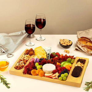 Plateau à fromage rectangulaire en bambou pour apéritifs et plateaux de fruits, couleur unie, en bambou massif - Product Image 3