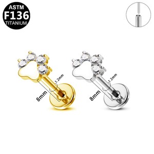 Gaby gioielli ASTM F136 titanio senza filettatura Labret Vintage forma di fiore Piercing labbra anelli <span class=keywords><strong>per</strong></span> matrimoni all'ingrosso - Product Image 4